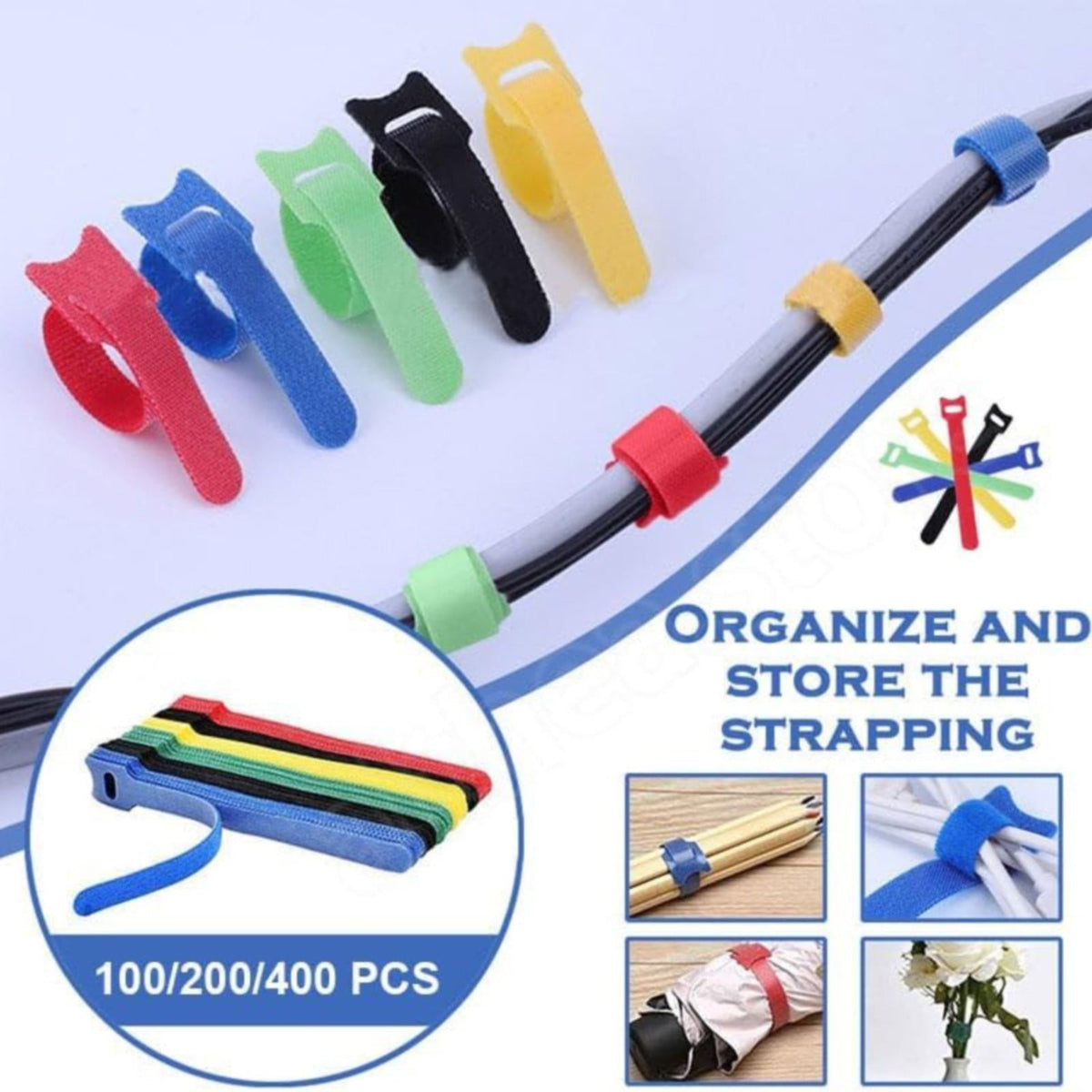 Reusable Hook-and-Loop Cable Ties, Adjustable Cord Straps 0.59 x 5.9 Inch, Pack of 10 - Image 6