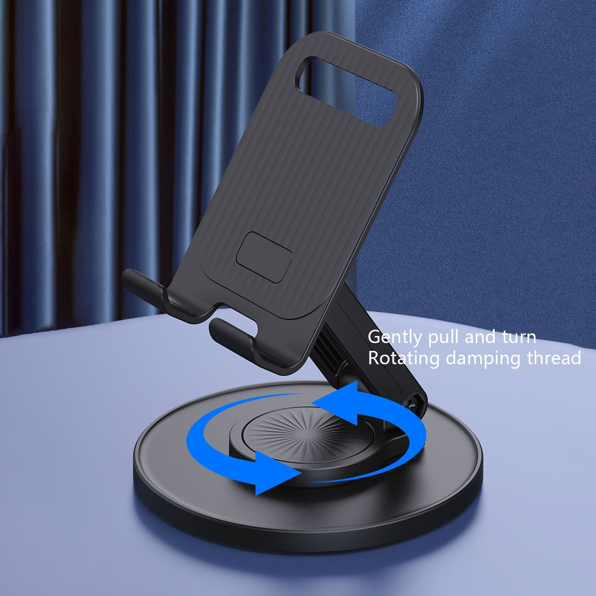Rotating Desk Phone Stand with Retractable Height and Folding Metal Base - Image 6