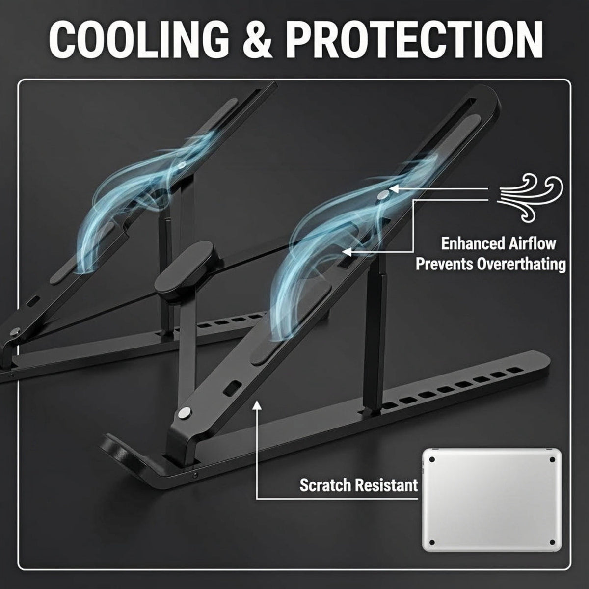 Portable Aluminum Laptop Stand, Folding Ergonomic Riser for 10 to 17.3 Inch Notebooks - Image 6