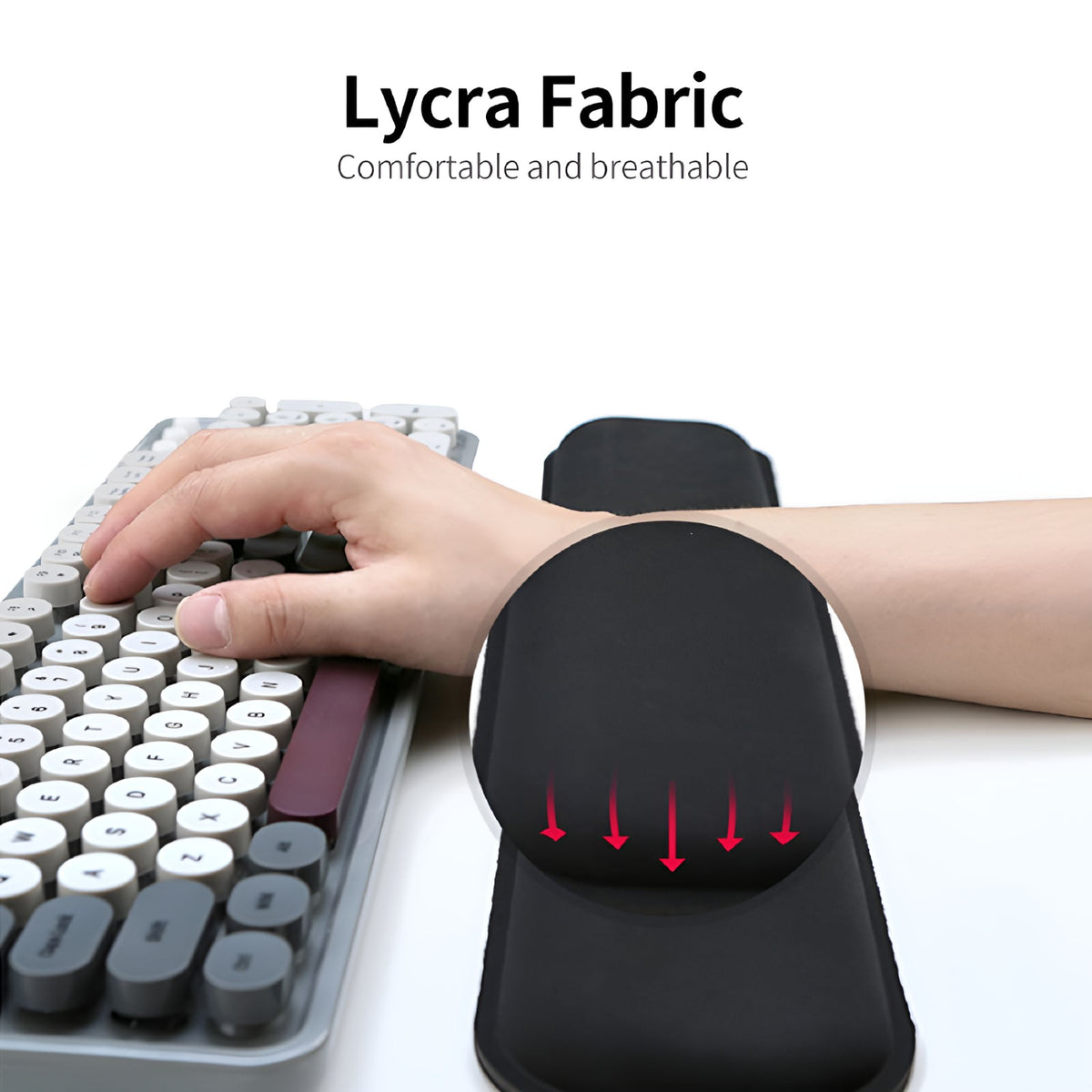 Memory Foam Keyboard Wrist Rest with Anti-Slip Base for Office and Gaming, Black - Image 4