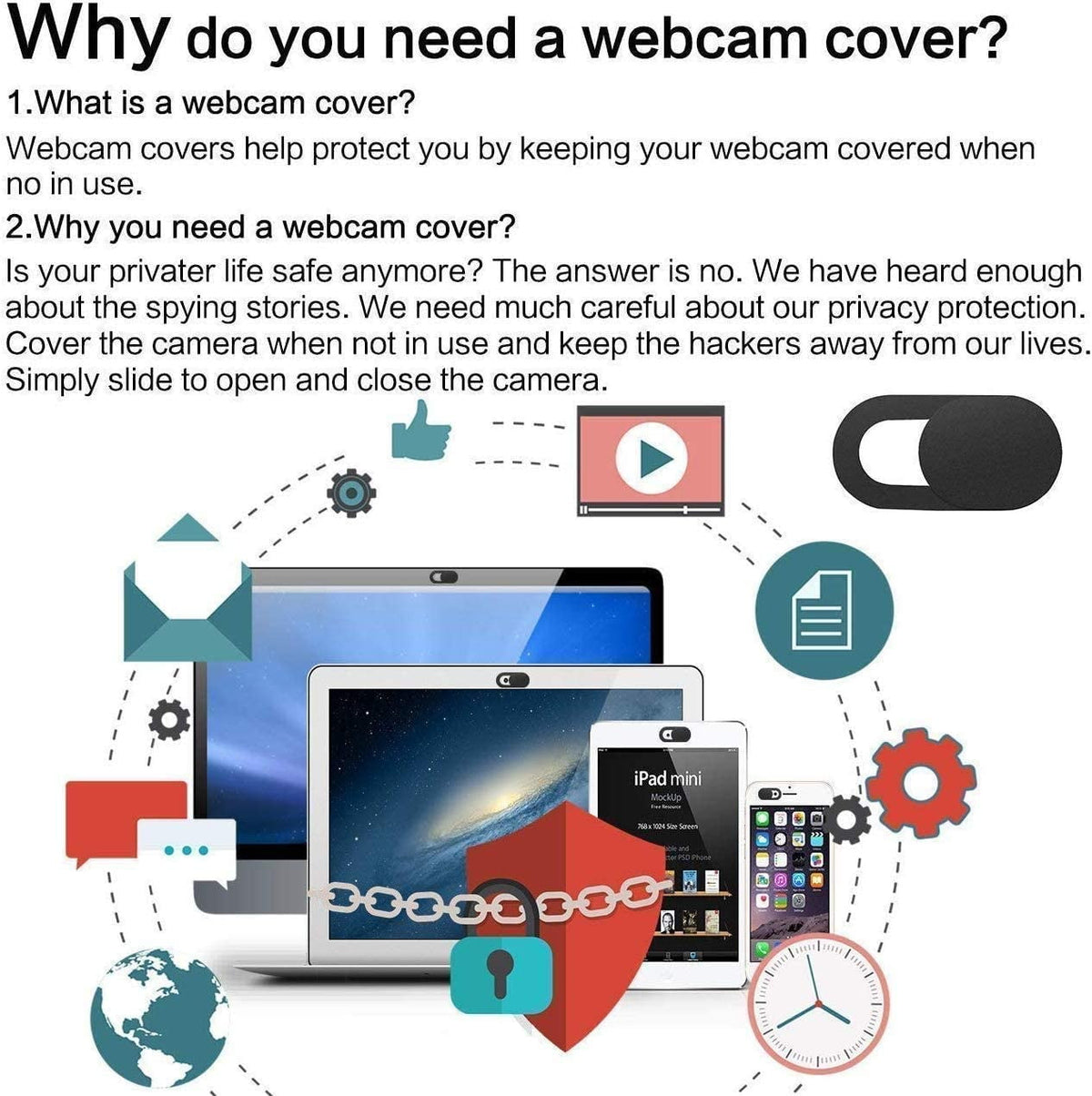 Ultra-Thin Webcam Privacy Covers, 0.027 Inch Slide Shutters for Laptops and Tablets, 3-Pack - Image 5