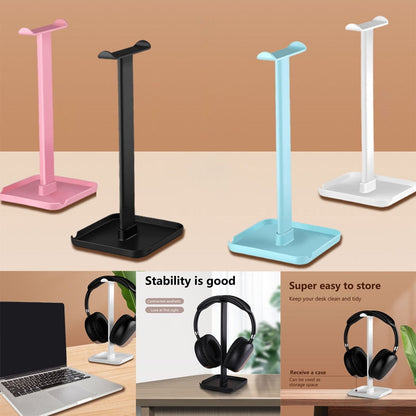Headphone Stand with Wide Base and Storage Tray, Desktop Headset Holder - Image 2