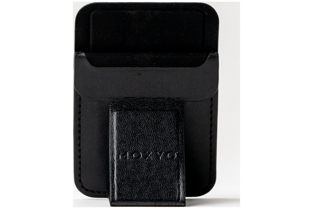 Magnetic Vegan Leather Wallet Phone Grip with Finger Loop and Kickstand - Image 4