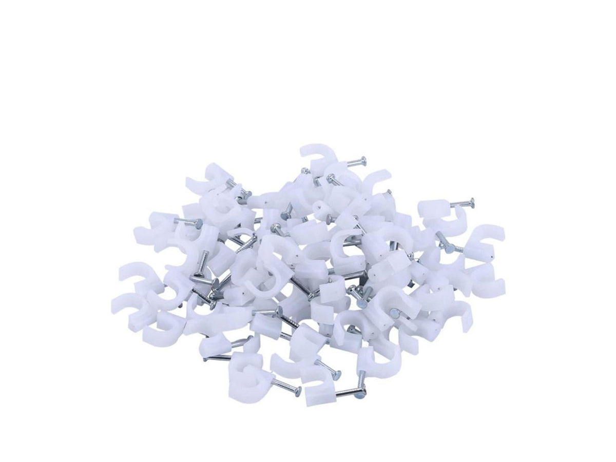 Nail-In Cable Clips for 6 mm Round Cords, White Wall Tacks, Pack of 100 - Image 2