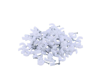 Nail-In Cable Clips for 6 mm Round Cords, White Wall Tacks, Pack of 100 - Image 2