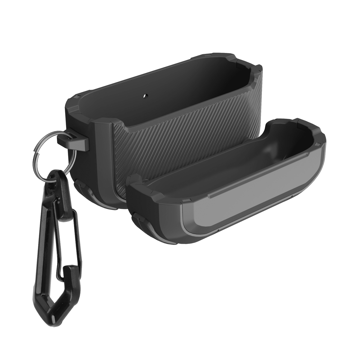 Rugged Earbuds Case Cover with Carabiner and Cleaning Tool for Pro Wireless Earbuds Gen 1 and 2, Black - Image 6