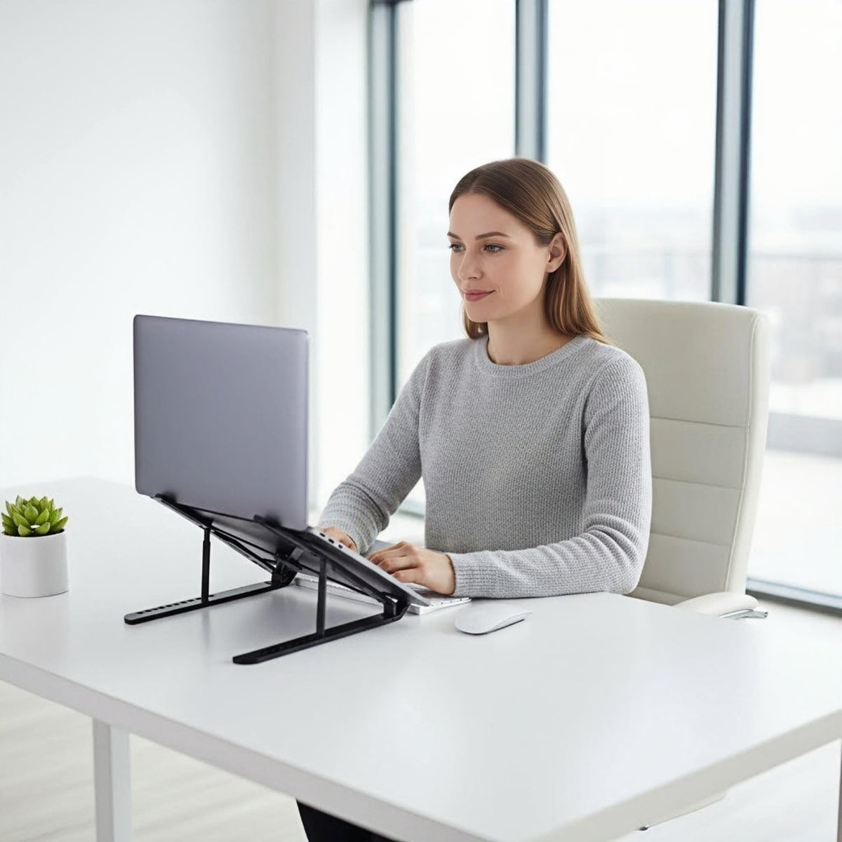 Portable Aluminum Laptop Stand, Folding Ergonomic Riser for 10 to 17.3 Inch Notebooks - Image 3