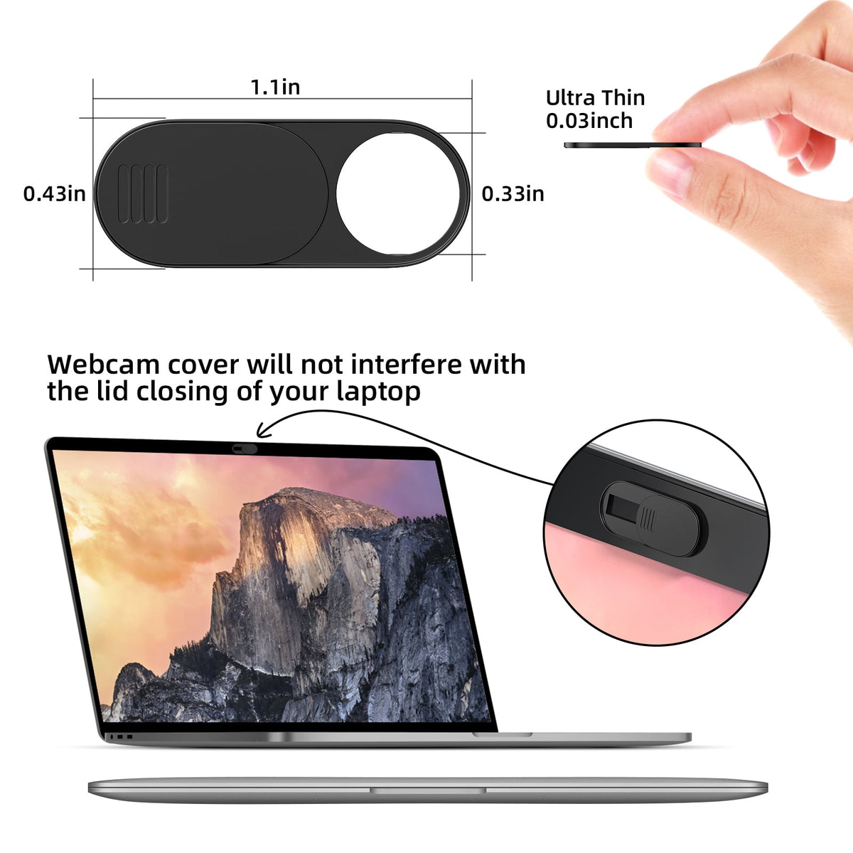 Slim Webcam Cover Slides for Laptops, Tablets and Phones, 0.03 Inch Privacy Shutters, 3-Pack - Image 2