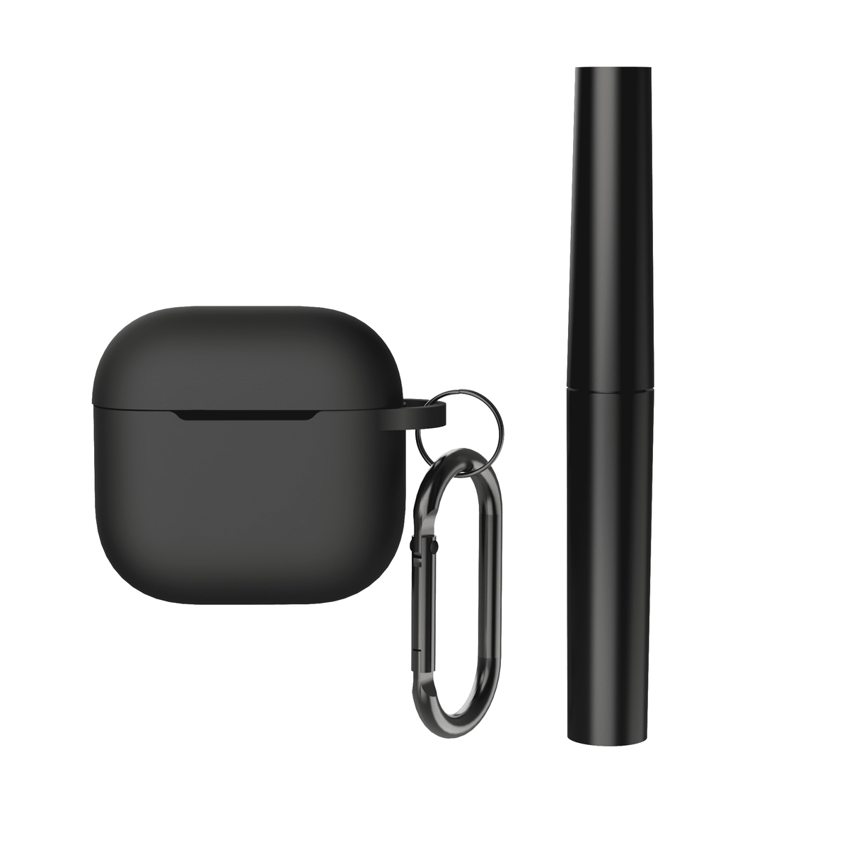 Silicone Earbuds Case Cover with Carabiner and Cleaning Tool for 4th-Gen Wireless Earbuds, Black