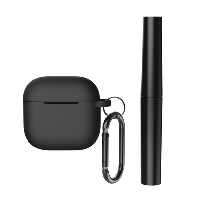 Silicone Earbuds Case Cover with Carabiner and Cleaning Tool for 4th-Gen Wireless Earbuds, Black