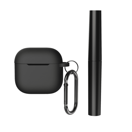 Silicone Earbuds Case Cover with Carabiner and Cleaning Tool for 4th-Gen Wireless Earbuds, Black