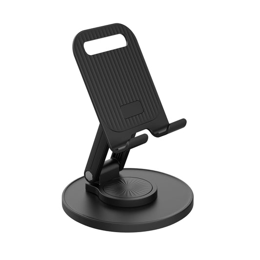 Rotating Desk Phone Stand with Retractable Height and Folding Metal Base