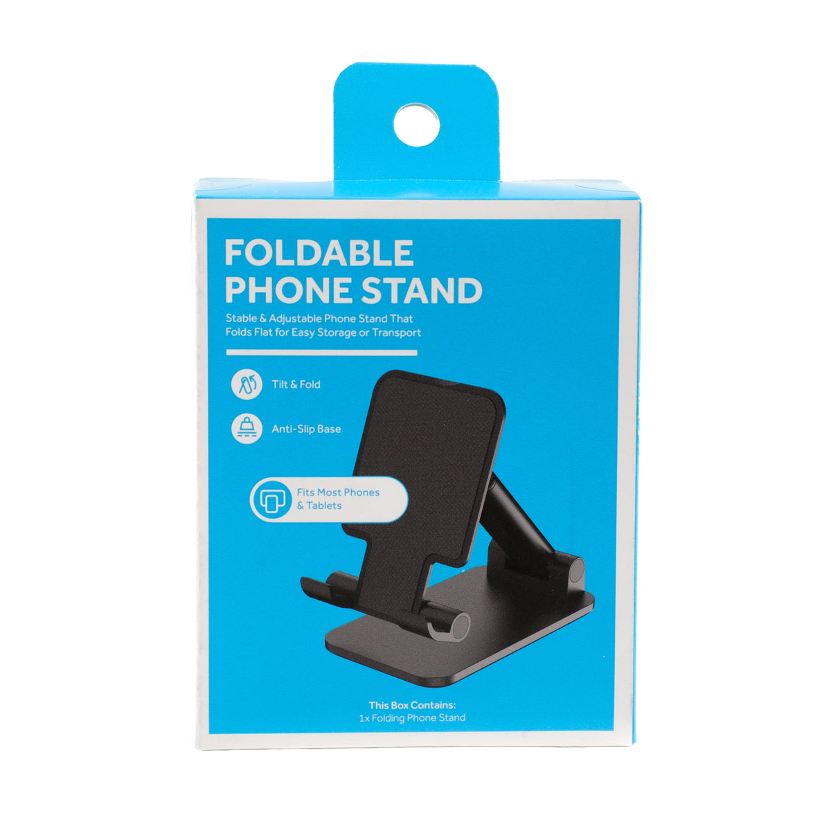 Folding Desktop Phone Stand with Adjustable Height and Tilt, Black - Image 4