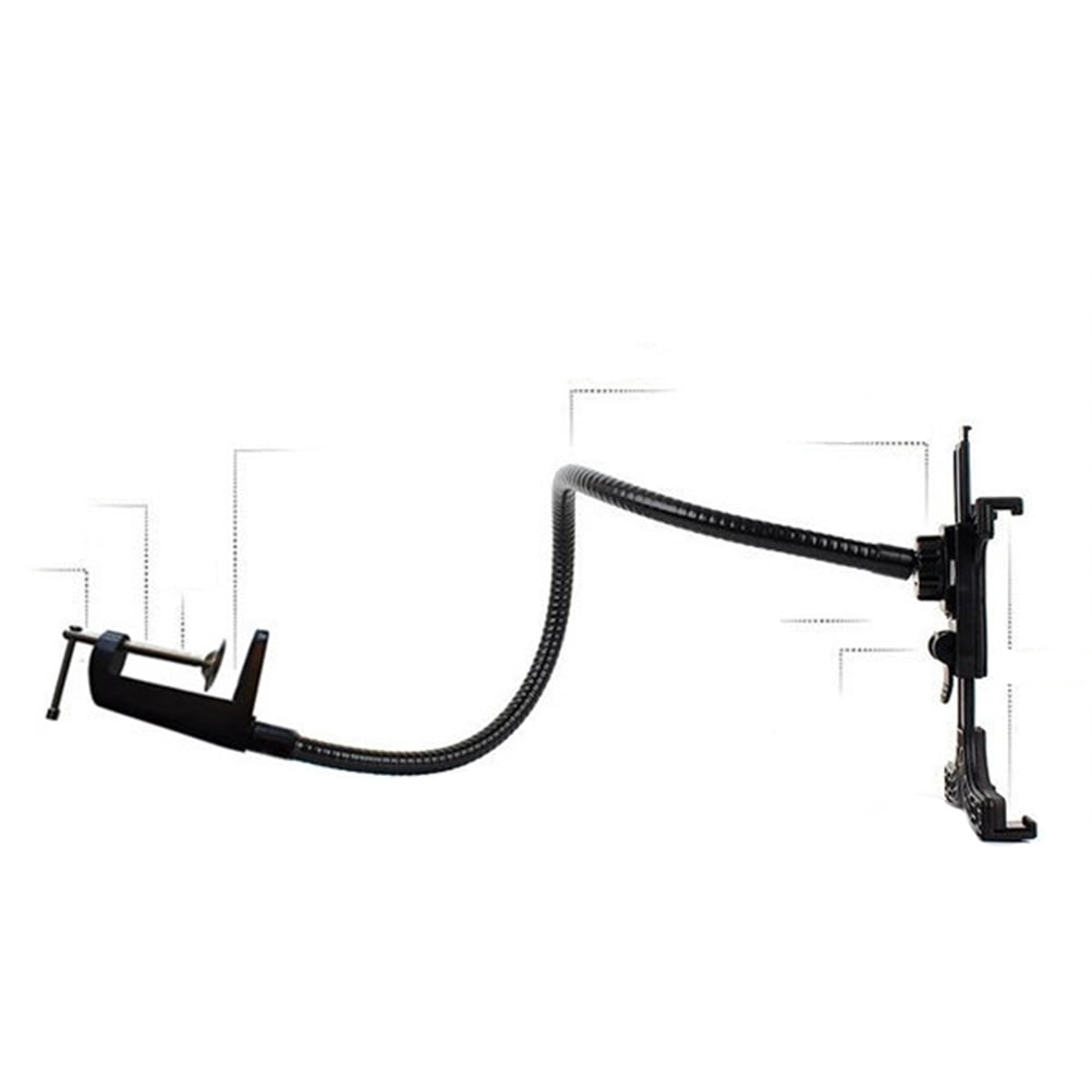 Flexible Arm Tablet Clamp Mount for Desk and Bed, 360-Degree Rotating Holder, Black - Image 4