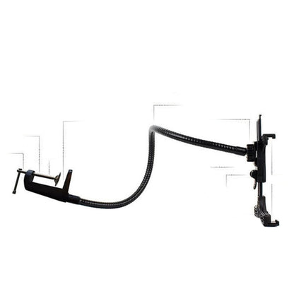 Flexible Arm Tablet Clamp Mount for Desk and Bed, 360-Degree Rotating Holder, Black - Image 4