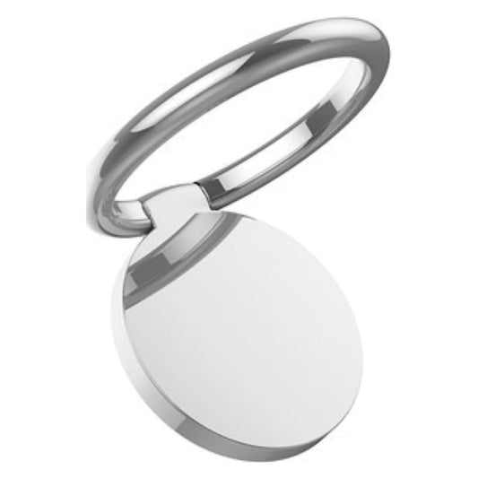 Self-Adhesive Metal Finger Ring Phone Holder with 360-Degree Rotation, Silver