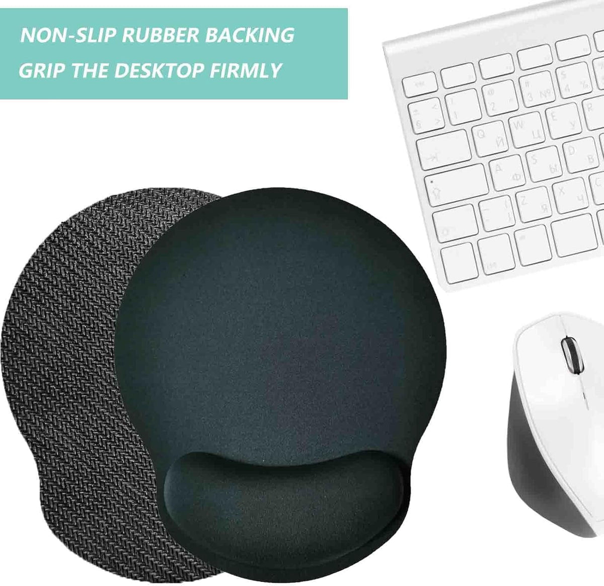 Ergonomic Mouse Pads with Memory Foam Wrist Cushion, Non-Slip Base, Set of 2 - Image 4