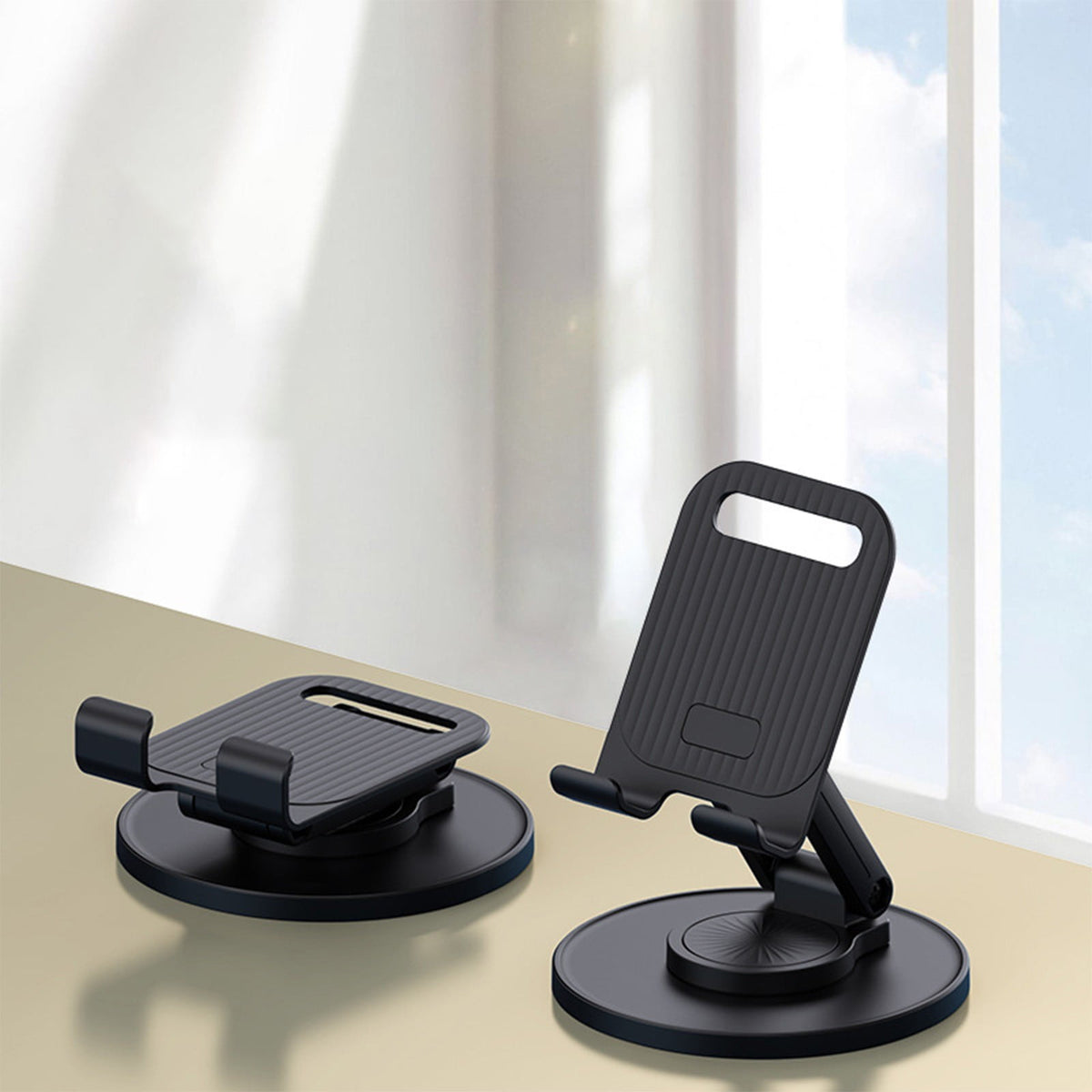 Rotating Desk Phone Stand with Retractable Height and Folding Metal Base - Image 5