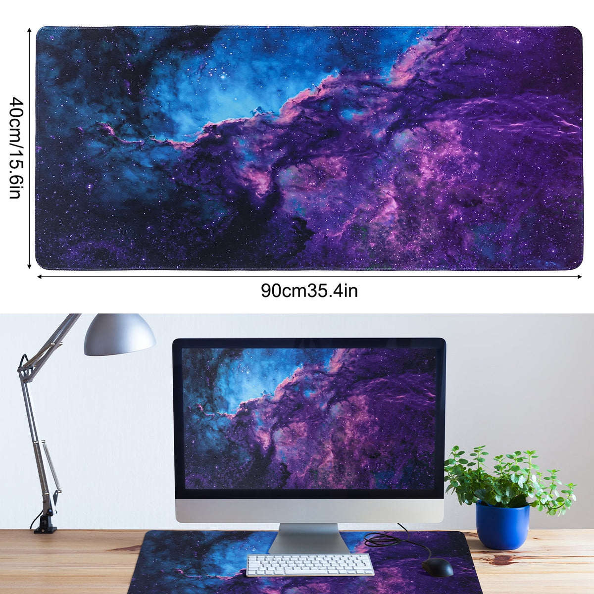 Large Topographic Desk Mat, 35.4 x 15.6 Inch Mouse Pad with Stitched Edges - Image 2