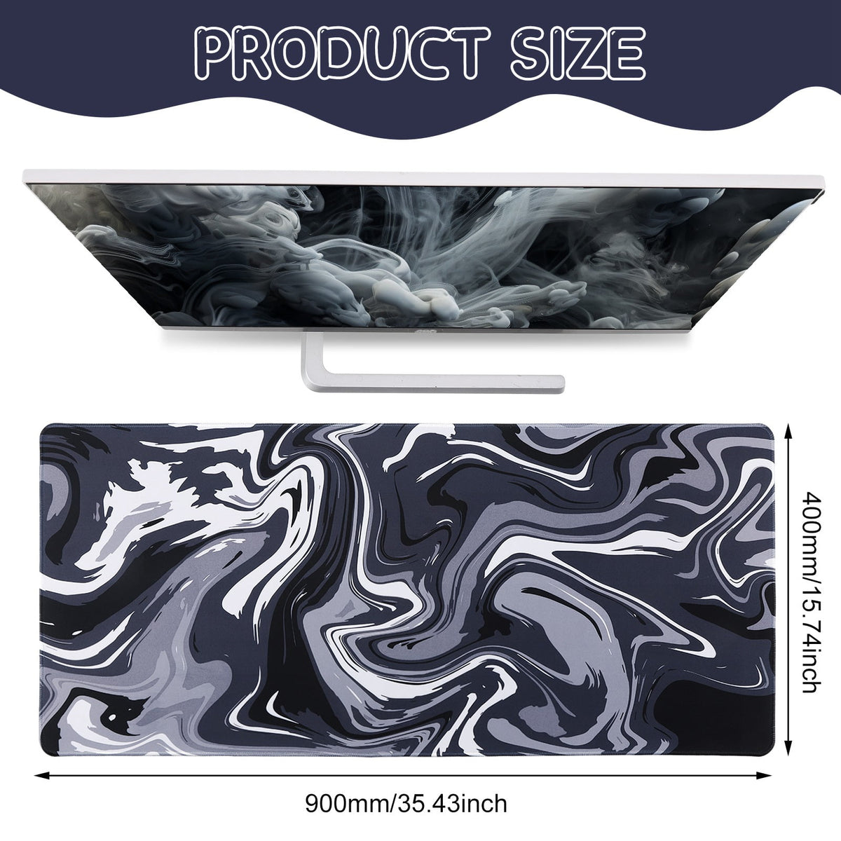 Extra-Large Cloud Print Mouse Pad, 35.4 x 15.7 Inch Desk Mat with Stitched Edges - Image 6