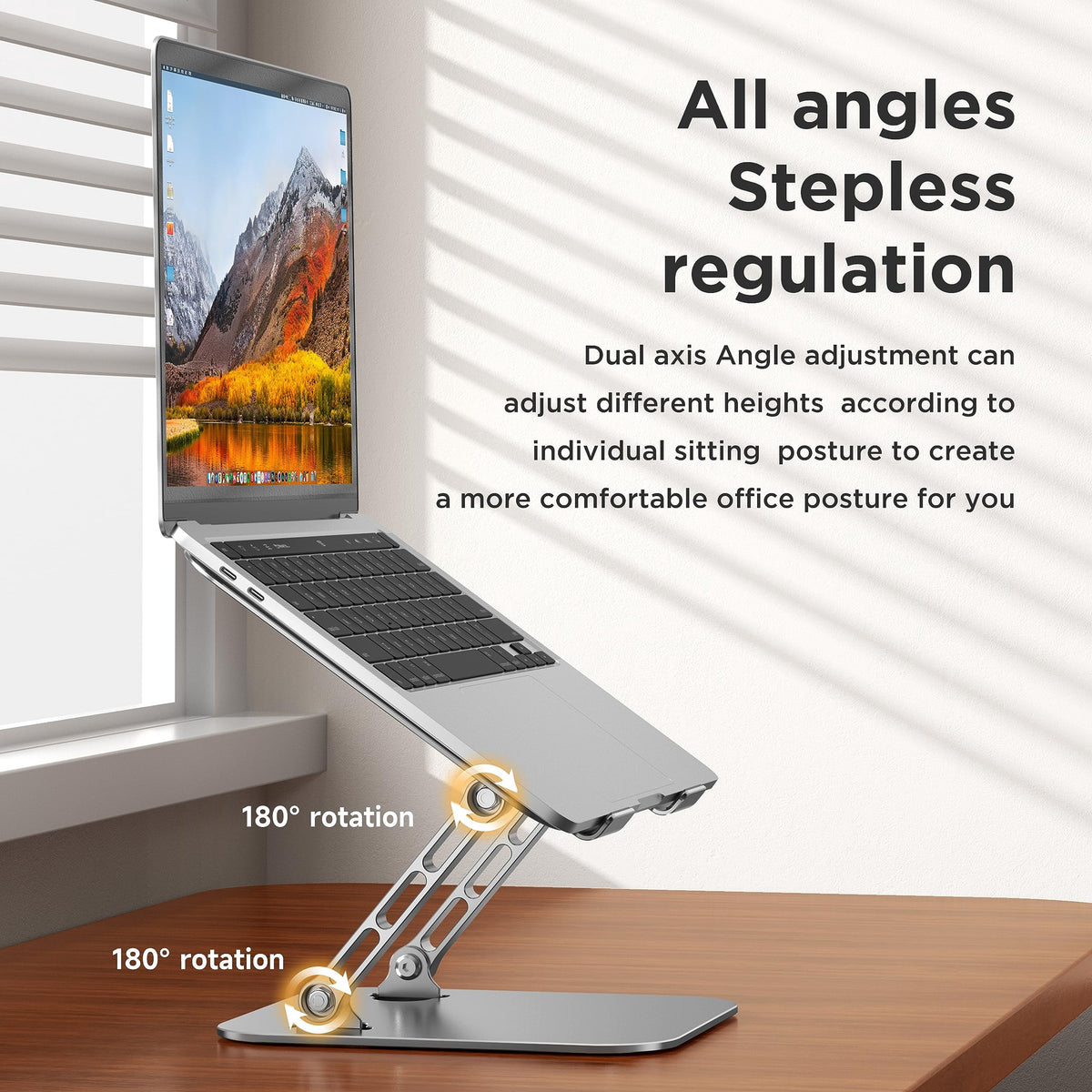 Adjustable Aluminum Laptop Riser, Foldable Ergonomic Stand for 10 to 16.5 Inch Laptops - Image 3