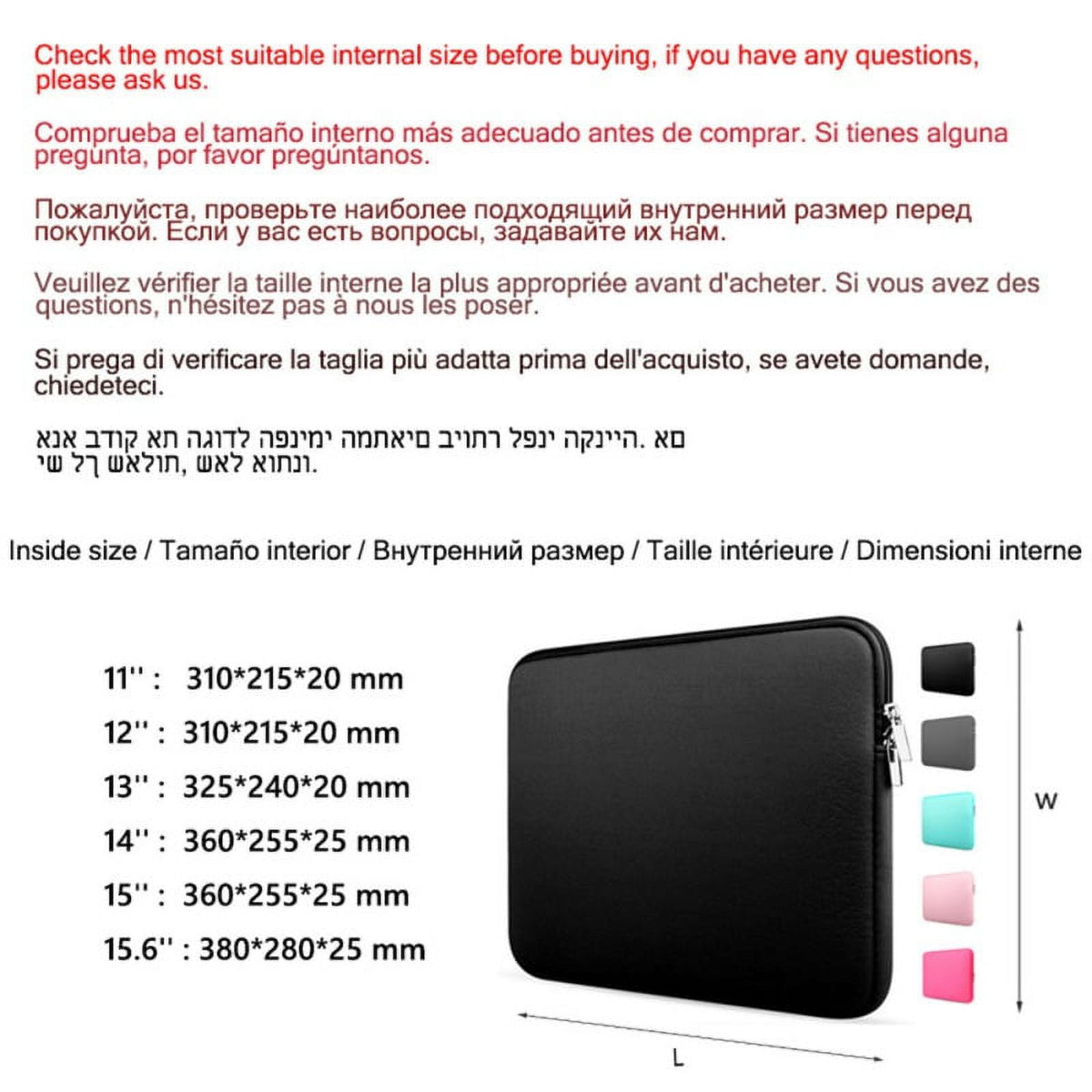Shockproof Laptop Sleeve with Zip Closure for 11 to 15.6 Inch Notebooks, Pink - Image 2
