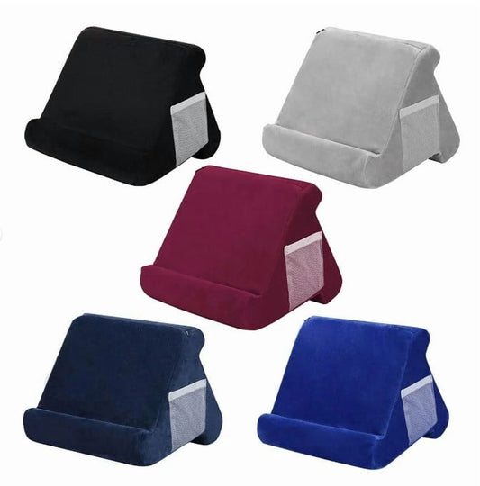 Soft Tablet Pillow Stand with Side Pocket, Lap Holder for Tablets and E-Readers