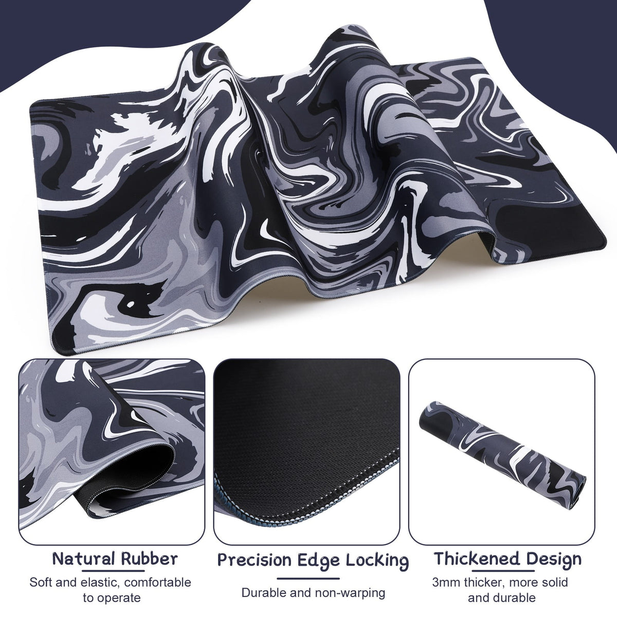 Extra-Large Cloud Print Mouse Pad, 35.4 x 15.7 Inch Desk Mat with Stitched Edges - Image 4