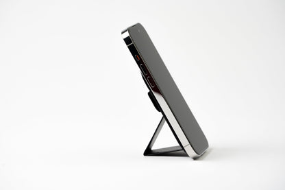 Magnetic Vegan Leather Wallet Phone Grip with Finger Loop and Kickstand - Image 3
