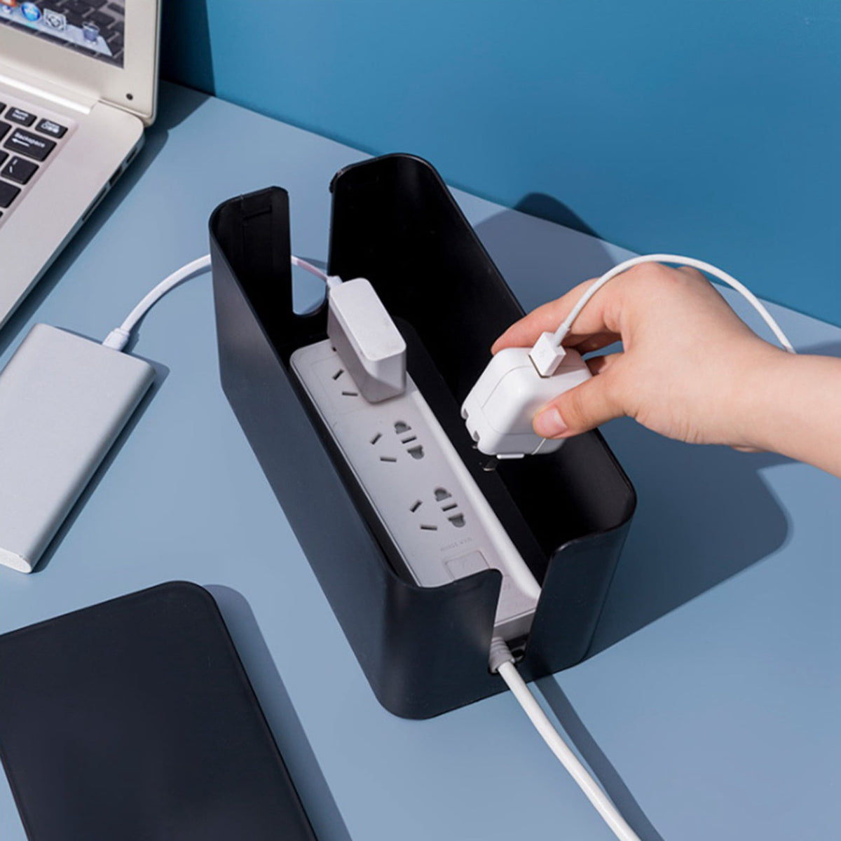 Black Cord Organizer Box for Power Strips and Surge Protectors, 23.5 x 12 x 11.5 cm - Image 5