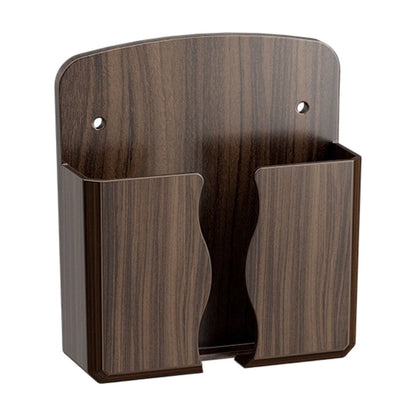 Wall-Mounted Phone Charging Shelf and Remote Holder, No-Drill Wood Grain Organizer