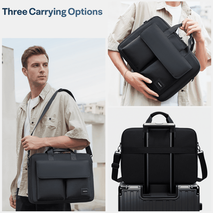 Water-Resistant Laptop Messenger Bag for 11 to 16 Inch Notebooks, Black Briefcase - Image 4