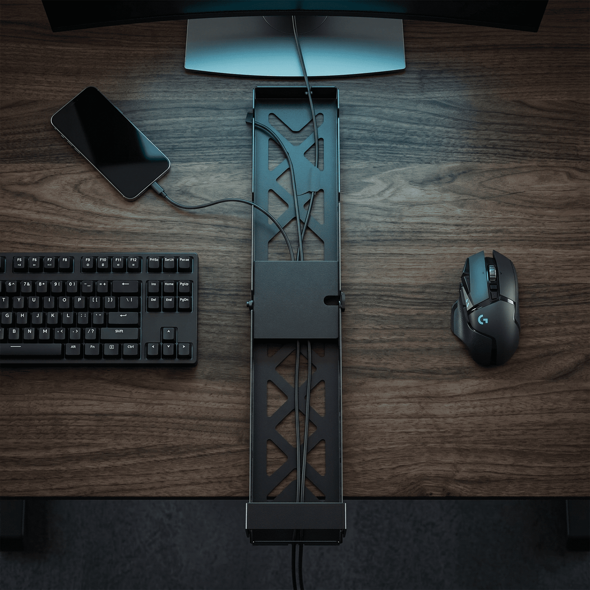 Extendable Under-Desk Cable Tray, 17 to 28.7 Inch Metal Cord Organizer with Clamp - Image 6