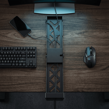 Extendable Under-Desk Cable Tray, 17 to 28.7 Inch Metal Cord Organizer with Clamp - Image 6