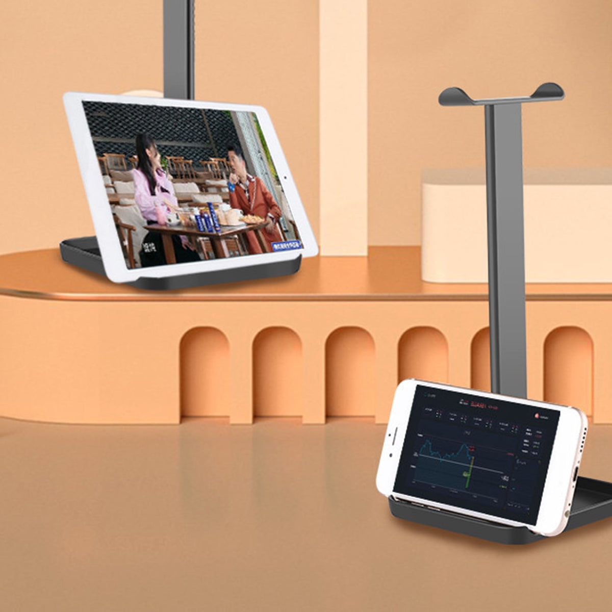 Headphone Stand with Wide Base and Storage Tray, Desktop Headset Holder - Image 4