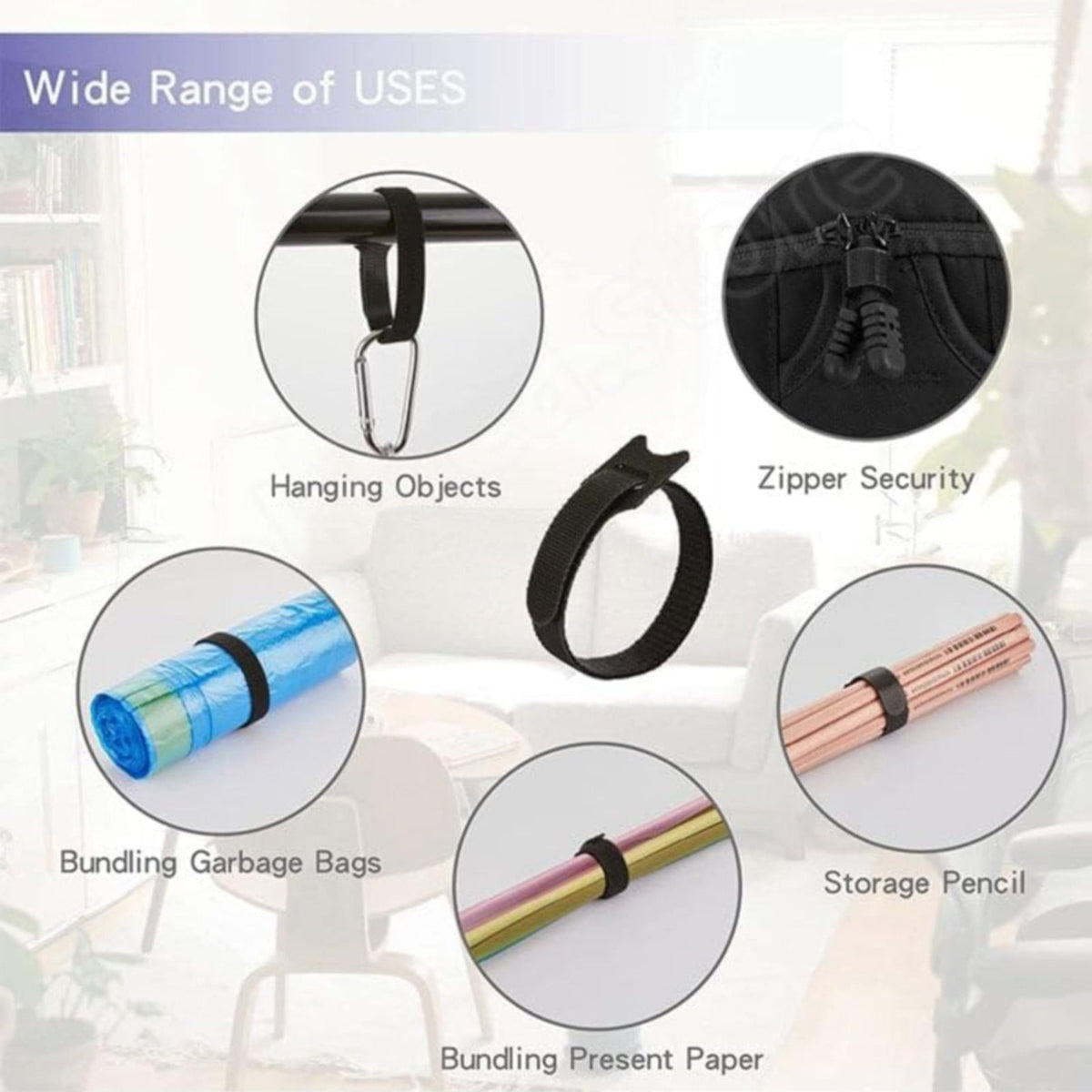 Reusable Hook-and-Loop Cable Ties, Adjustable Cord Straps 0.59 x 5.9 Inch, Pack of 10 - Image 4