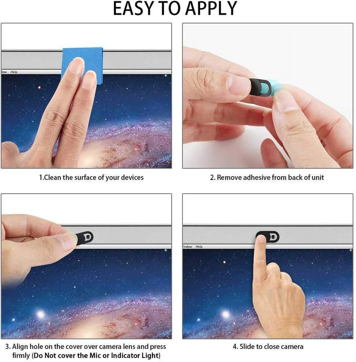 Ultra-Thin Webcam Privacy Covers, 0.027 Inch Slide Shutters for Laptops and Tablets, 3-Pack - Image 4