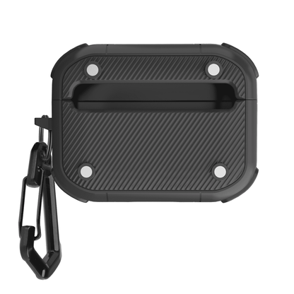 Rugged Earbuds Case Cover with Carabiner and Cleaning Tool for Pro Wireless Earbuds Gen 1 and 2, Black - Image 4