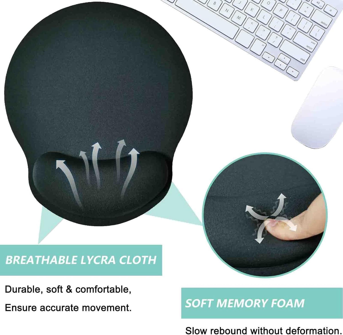 Ergonomic Mouse Pads with Memory Foam Wrist Cushion, Non-Slip Base, Set of 2 - Image 3