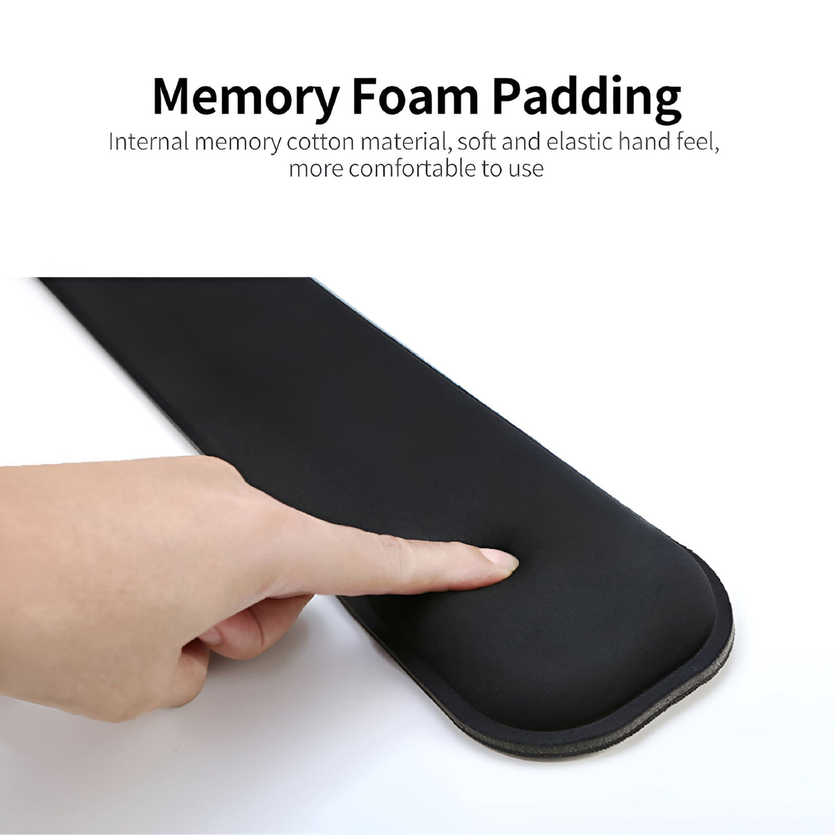 Memory Foam Keyboard Wrist Rest with Anti-Slip Base for Office and Gaming, Black - Image 2