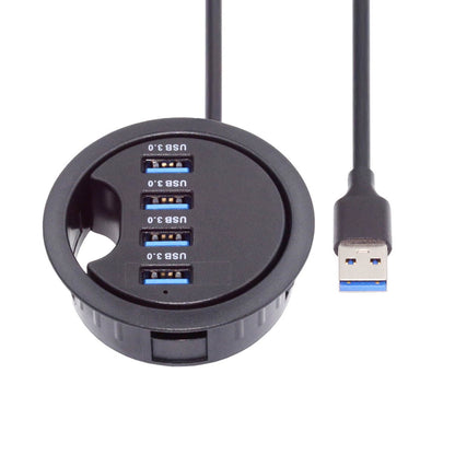 4-Port USB 3.0 Desk Grommet Hub, In-Desk Splitter for 60 mm Cable Holes - Image 2
