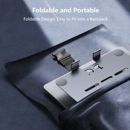 Aluminum Tablet Stand with 360-Degree Rotating Base, Foldable Desk Holder, Gray - Image 2