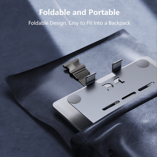 Aluminum Tablet Stand with 360-Degree Rotating Base, Foldable Desk Holder, Gray - Image 2
