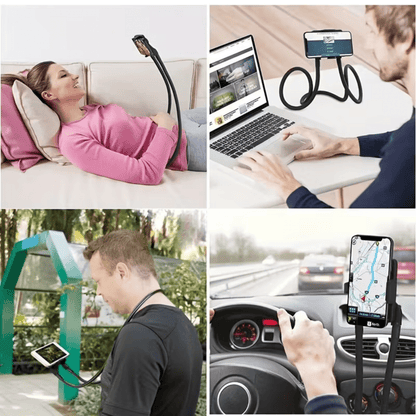 Flexible Gooseneck Phone Holder with Integrated Wireless Charging Clamp Mount - Image 5