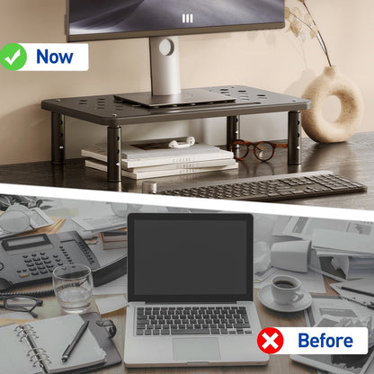 Steel Monitor Stand Riser with Ventilated Platform, 3-Height Adjustable Desk Shelf - Image 5