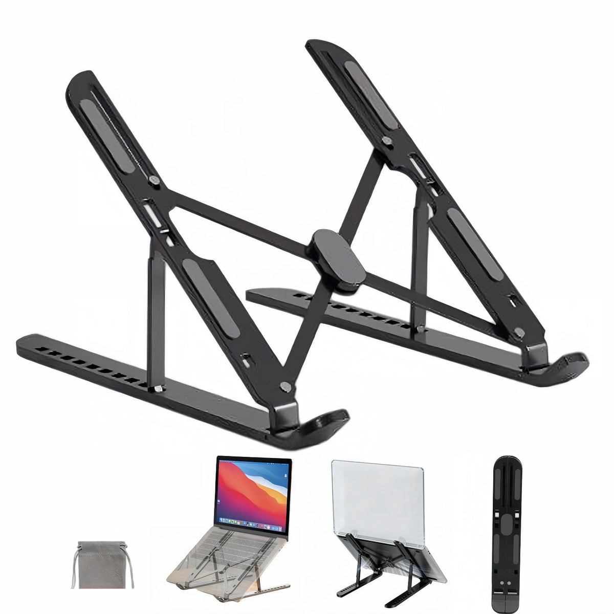 Portable Aluminum Laptop Stand, Folding Ergonomic Riser for 10 to 17.3 Inch Notebooks - Image 2
