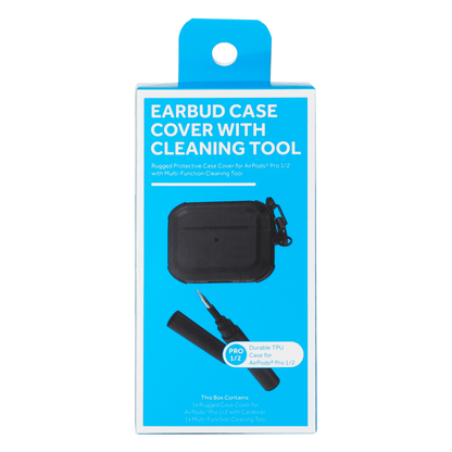 Rugged Earbuds Case Cover with Carabiner and Cleaning Tool for Pro Wireless Earbuds Gen 1 and 2, Black - Image 2