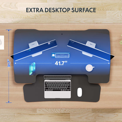 Height-Adjustable Standing Desk Converter, 42 Inch Sit-Stand Riser with Keyboard Tray - Image 6