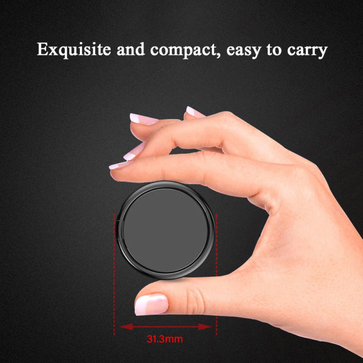 Self-Adhesive Metal Finger Ring Phone Holder with 360-Degree Rotation, Silver - Image 6