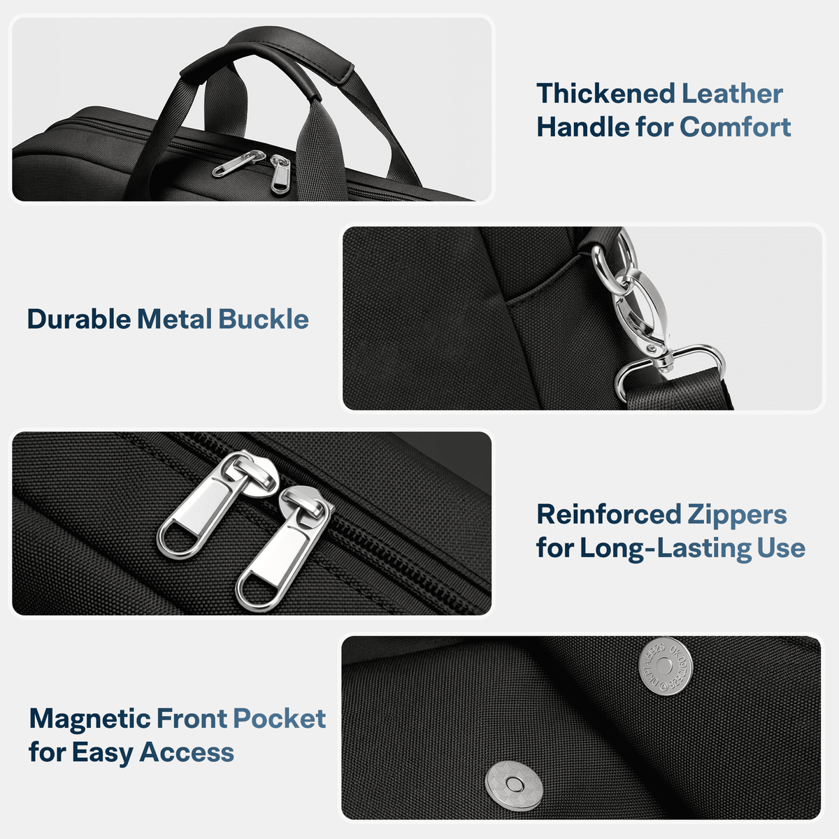 Water-Resistant Laptop Messenger Bag for 11 to 16 Inch Notebooks, Black Briefcase - Image 6